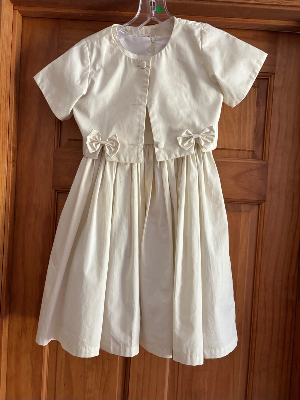 Girls Cream Formal Dress with Bolero and Bow Accents